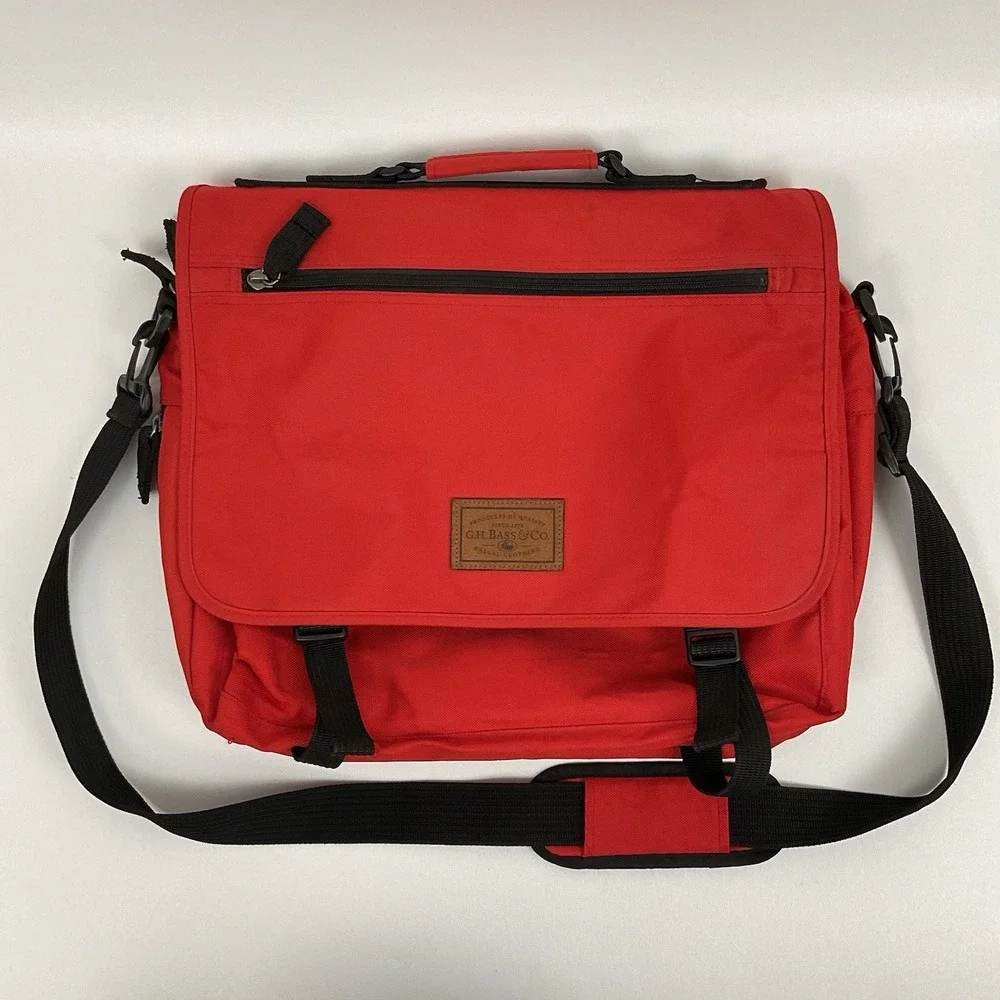 GH Bass Co Orange Messenger Bag Laptop Shoulder‎ Crossbody Work Travel Bag